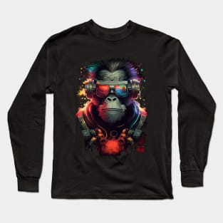 Anime Cyber Ape (Sci-Fi Ape Vintage Retro Future Design Cyberpunk Space Ape) Long Sleeve T-Shirt